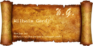 Wilheim Gerő névjegykártya